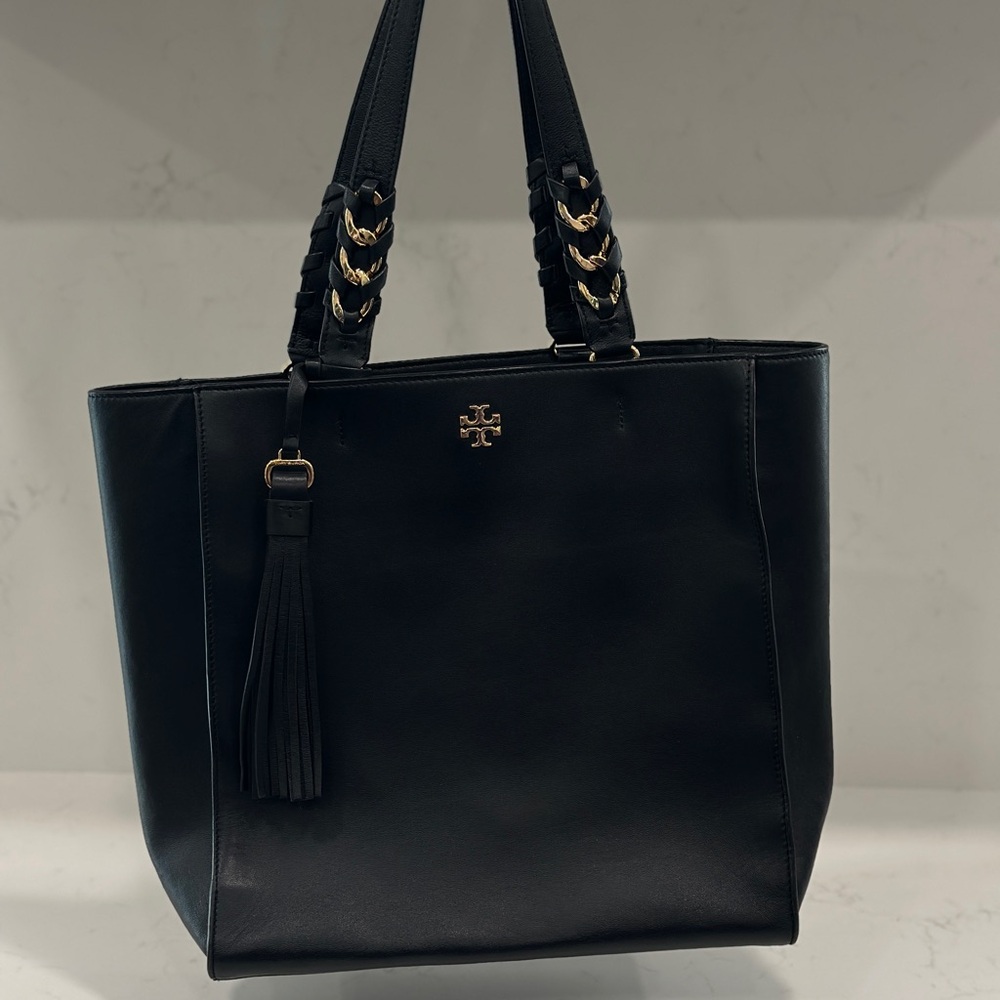 Tory Burch Black Tote with Gold Accents